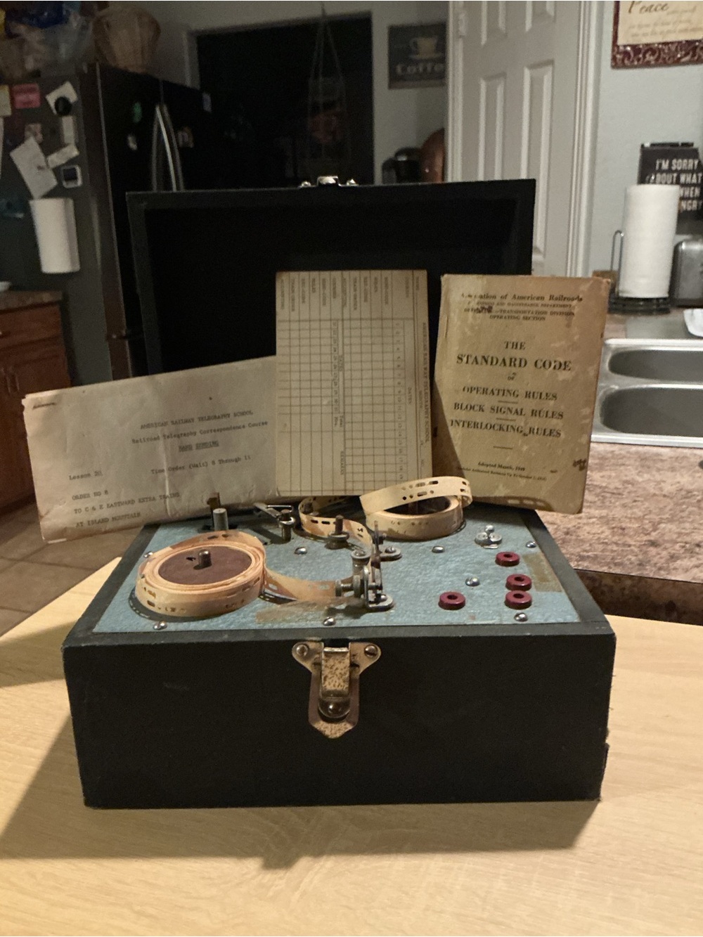Vintage Railroad Telegraph Machine, Tape Reader, Standard Code & Course Material
